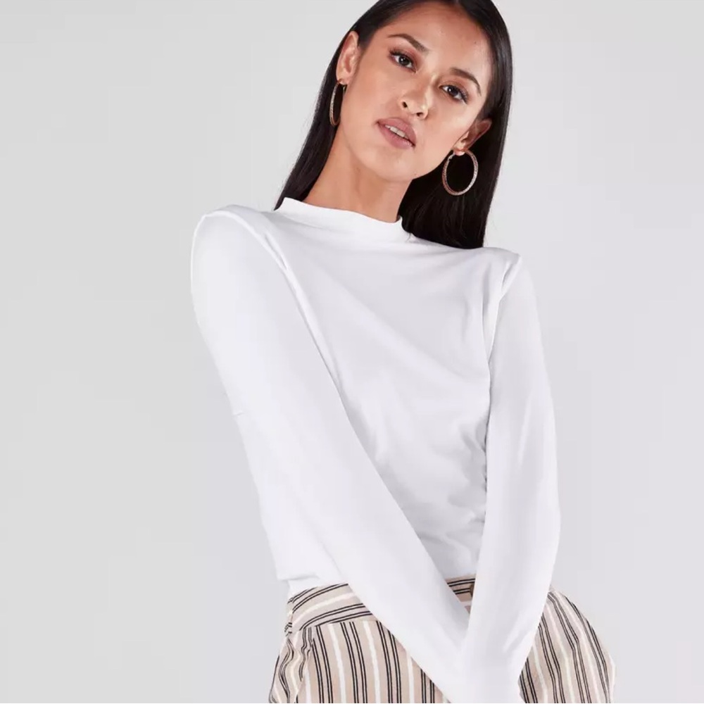 Hollister - White Mock Neck Long Sleeve Shirt